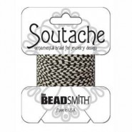 Beadsmith Rayon soutache Schnur 3mm - Silver grey black stripped